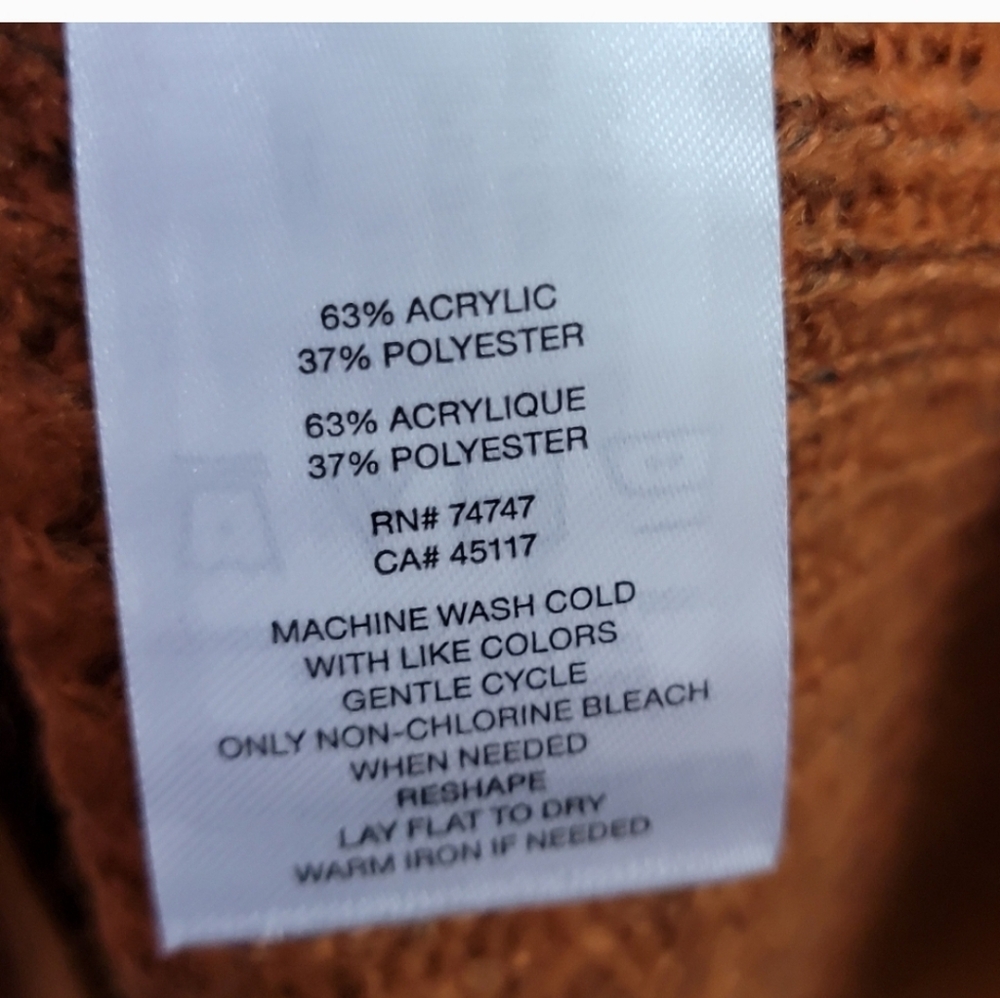 Natural Reflections Women's Rust V-Neck Sweater. Oversized NWOT - Picture 6 of 10